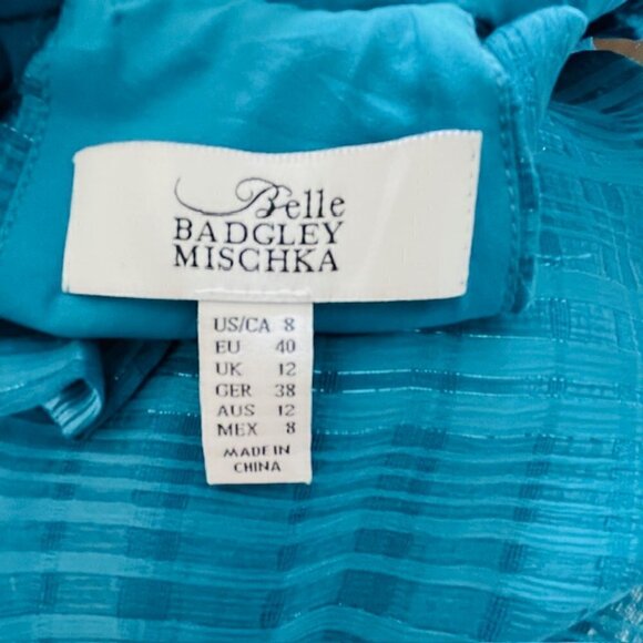 NWT Belle Badgley Mischka Willa Halter Ruffled Tiered Mini Dress 8 - Picture 8 of 9